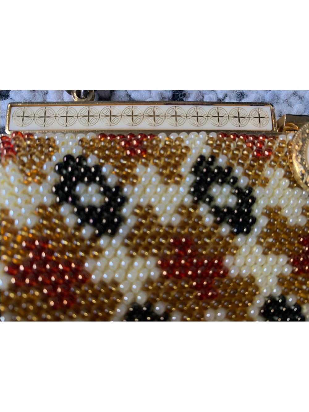 Vintage Beaded Handbag / Cocktail Purse - herringbone - Picture 5 of 9
